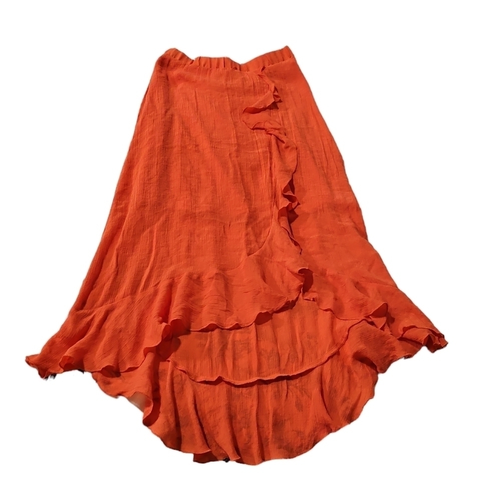 Amy Byer Coral Waterfall Ruffle Skirt 60% Rayon 40% Polyester Size L (14)